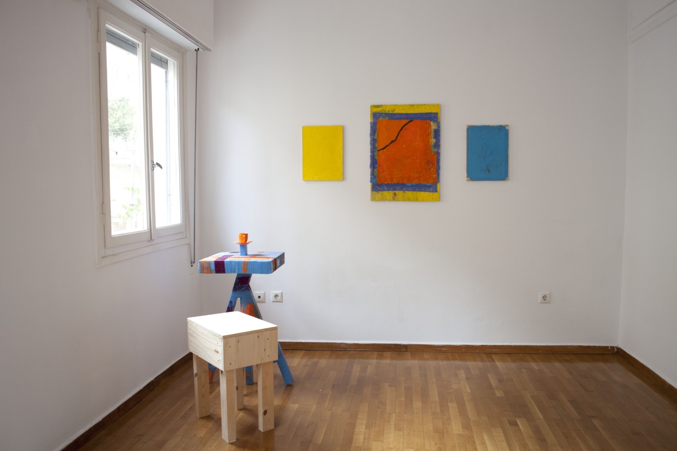 Bobby Dowler (paintings), Anton Alvarez (side table) and Christopher Green (stool)