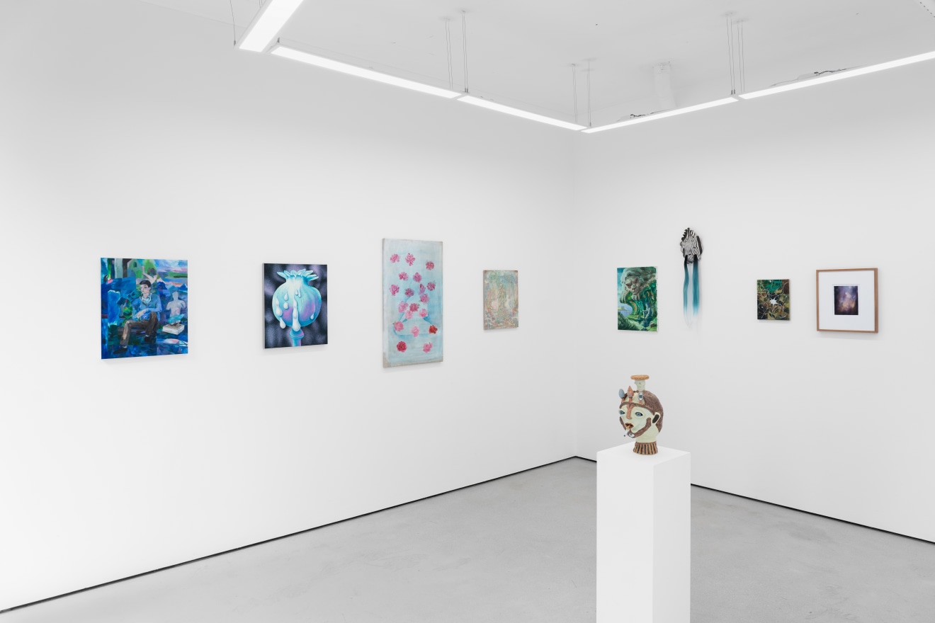 Neil Haas, Jane Hayes Greenwood, Emily Avery Crow, Qian Qian, Minyoung Choi, Bea Bonafini, James Owens and Mary Herbert with Marlene Steyn sculpture in foreground