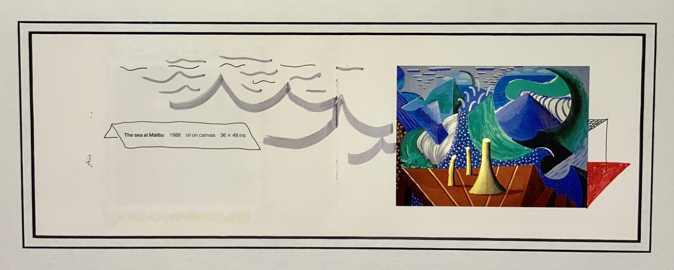 David Hockney, Hand Drawn additions to 'The sea at Malibu' Original David Hockney, 1988