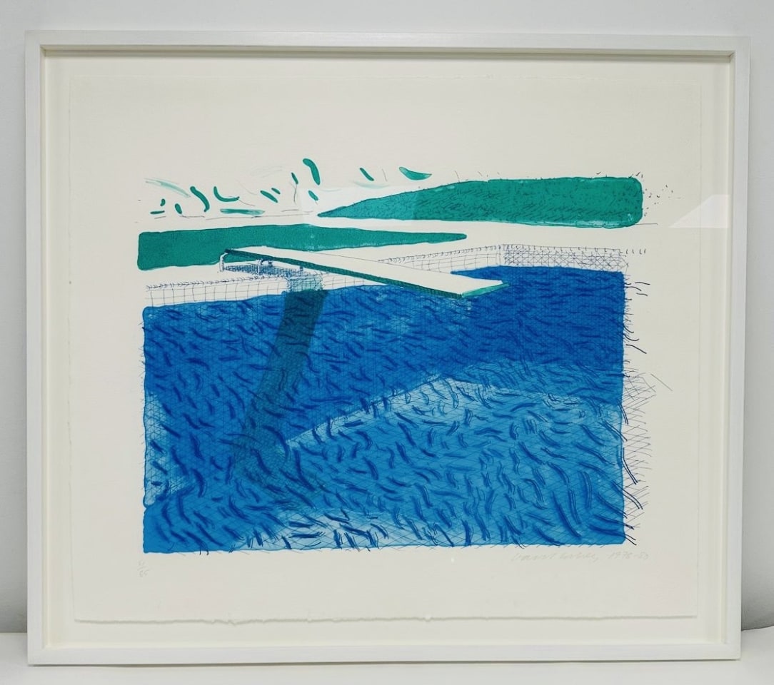 David Hockney , Lithographic Water made of Lines, Crayon and Two Blue Washes, 1978 - 1980