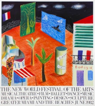 David Hockney, David Hockney Original Poster 'The New World Festival of the Arts', 1984