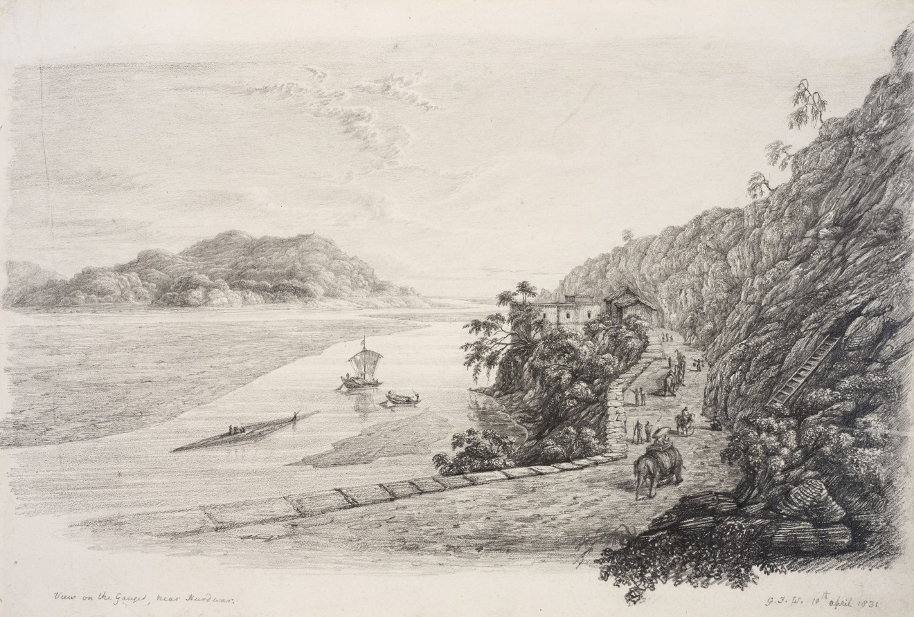 25. Colonel George Francis White (1808-1898), View on the Ganges, near Hurdwar (sic),, 1831