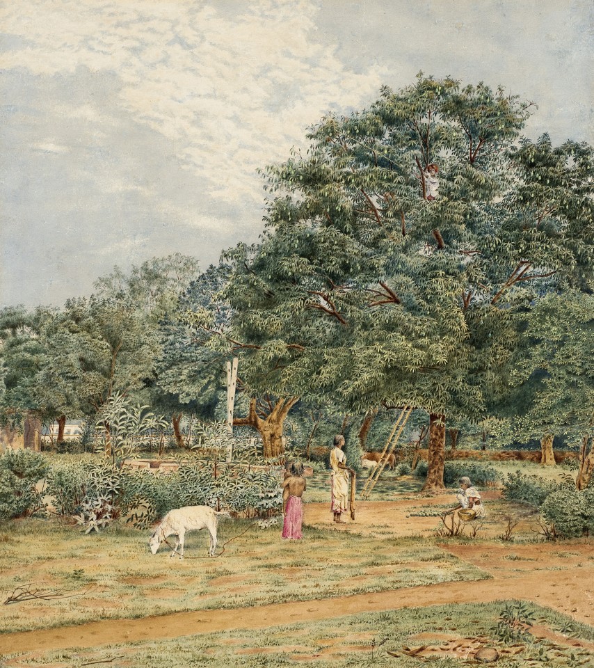 30. 19th Century British , Pastoral Scene with Fruit Pickers