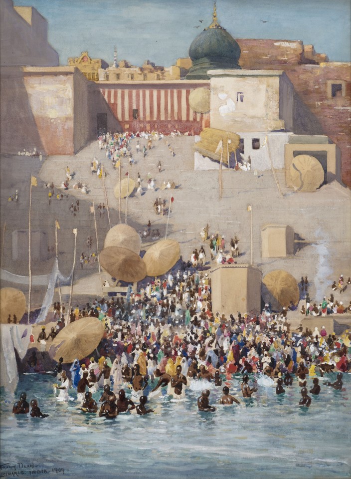 44. Frank Dean (1865 - 1947) , The Bathing Ghats, Benares , 1909