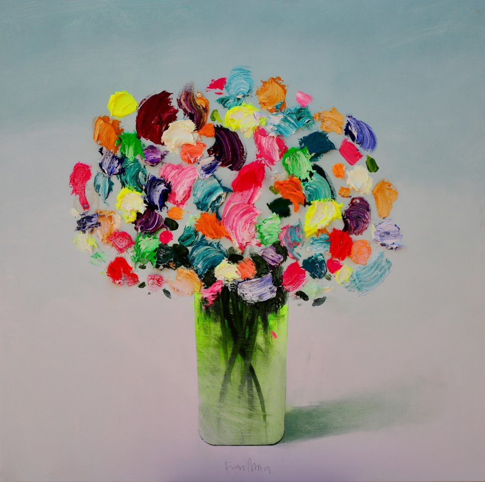 Fran Mora, Textured Flowers Green Vase No.2 , 2019