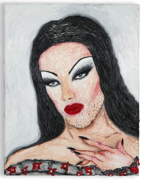 Mahsa Merci, A drag queen with red lipstick, 2020