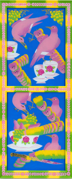 Iman Raad, Still Life With Green Apples, Cuts, a Knife, And Cups, 2022
