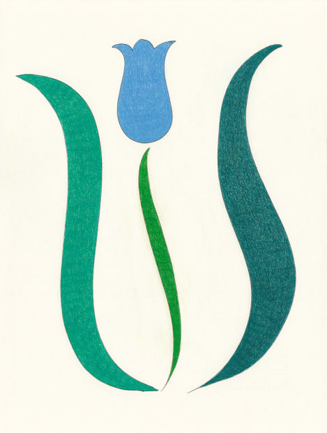 UNGLEE Tulipe bleue (Bleu clair) Dessin 32 x 24 cm. 12 1/2 x 9 1/2 in