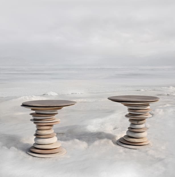 Christopher Kurtz, Skipping Stone Side Tables (Winter), 2021