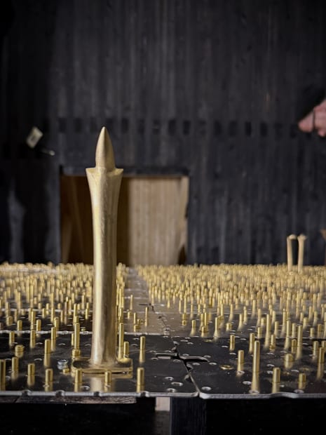 Installation view of Theresa Traore Dahlberg, Signals Beyond, 2025. Helsinki Biennial, Vallisaari Island, 2025. Photo: Theresa Traore Dahlberg.