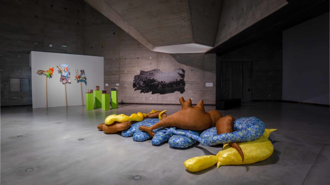 Cecilia Bengolea, Installation view, El ruido que habita, El Centro de Creaci&oacute;n Contempor&aacute;nea de Andaluc&iacute;a, C&oacute;rdoba, Spain, 2025. Courtesy of the Artist and El Centro de Creaci&oacute;n Contempor&aacute;nea de Andaluc&iacute;a &copy; Pablo Ballesteros