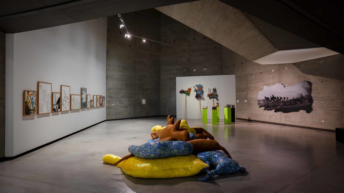 Cecilia Bengolea, Installation view, El ruido que habita, El Centro de Creaci&oacute;n Contempor&aacute;nea de Andaluc&iacute;a, C&oacute;rdoba, Spain, 2025. Courtesy of the Artist and El Centro de Creaci&oacute;n Contempor&aacute;nea de Andaluc&iacute;a &copy; Pablo Ballesteros