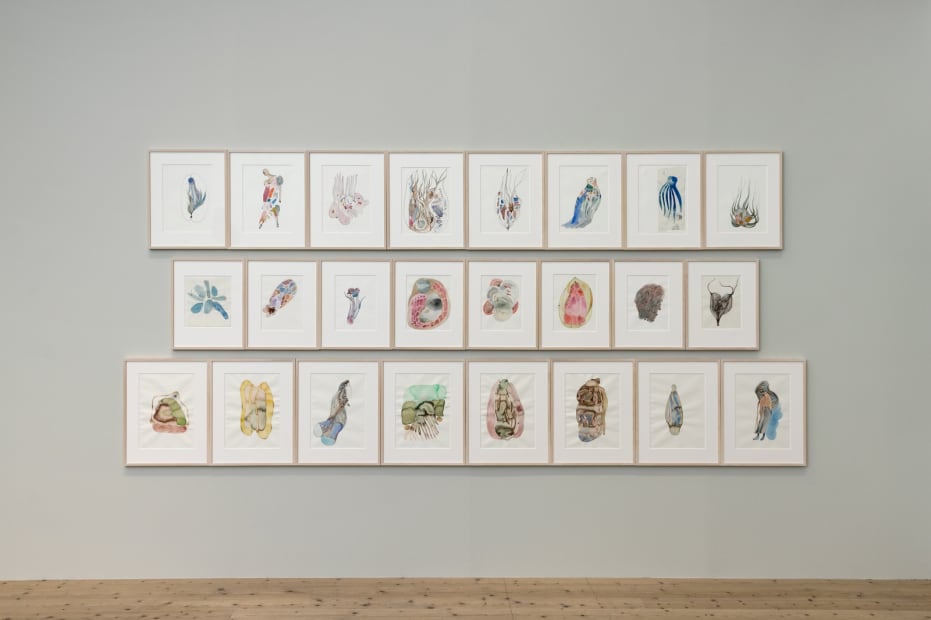 Installation view, Carin Ellberg, It may be something the sea lays at my feet, The Nordic Watercolour Museum, Skärhamn, Sweden, 2022.