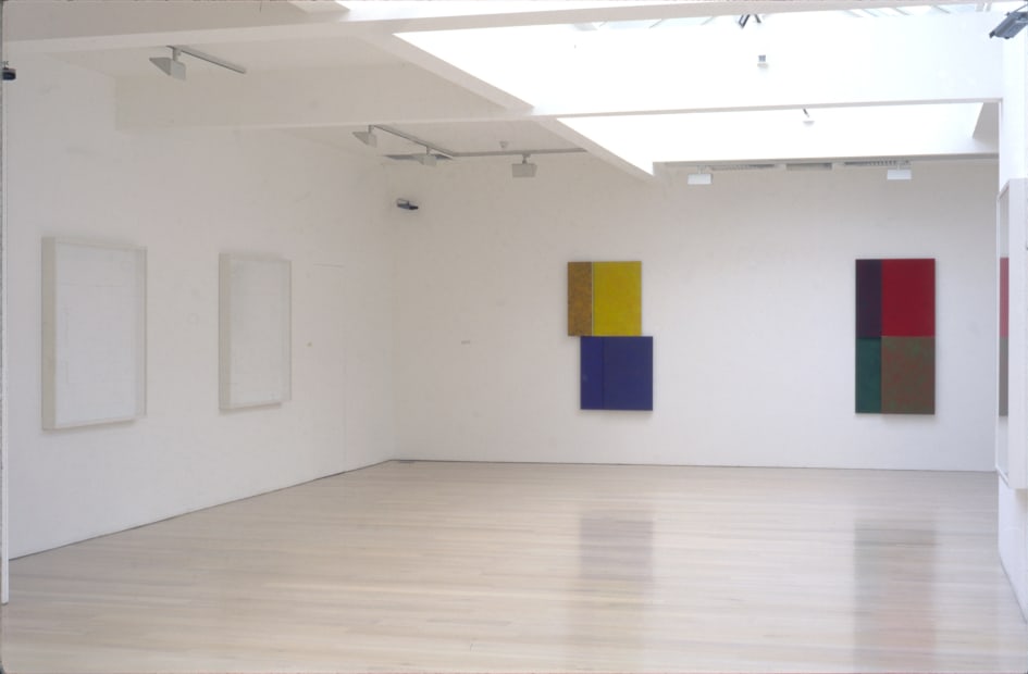 installation shot of art works by malcolm hughes and alan reynolds at Annely Juda fine art, London, 1996