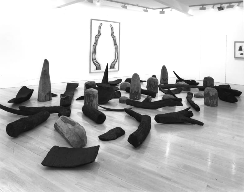 installation shot of David Nash's exhibition At the Edge of the Forest at Annely Juda Fine Art, London 1993