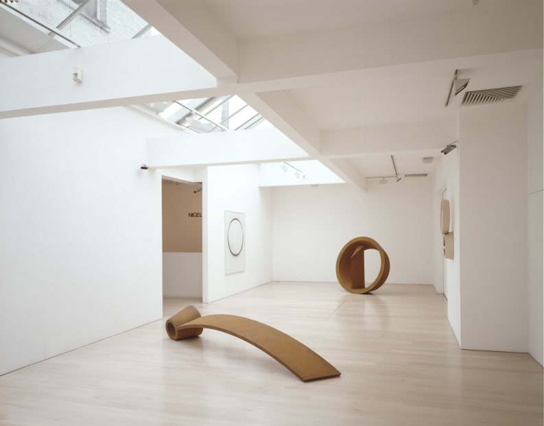installation shot of Nigel Hall's exhibition, Recent Sculpture & Drawings at Annely Juda Fine Art, London