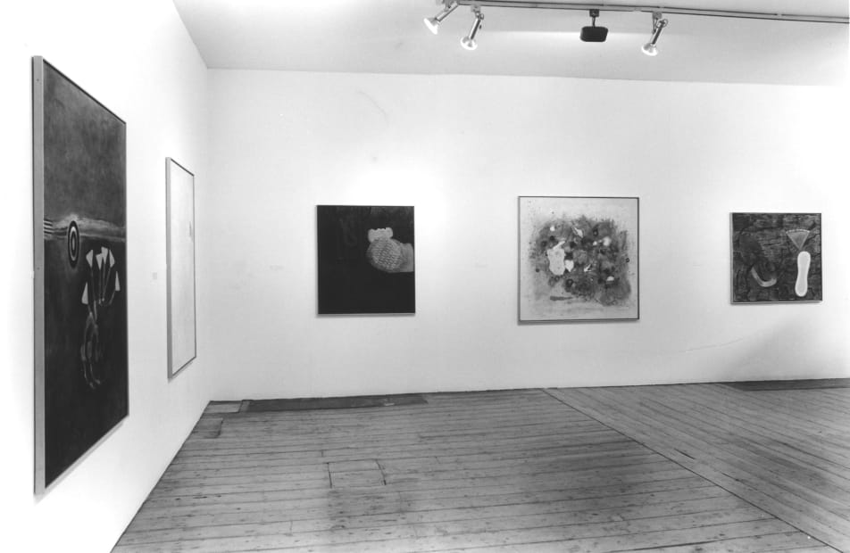 installation shot of the exhibition Prunella Clough, Recent Paintings 1980 - 1989 @ Annely Juda Fine Art, London 1989