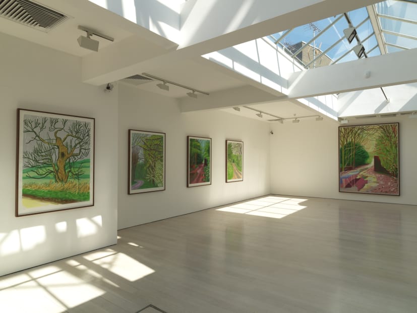 David Hockney, The Arrival of Spring installation image @ Annely Juda Fine Art 2014