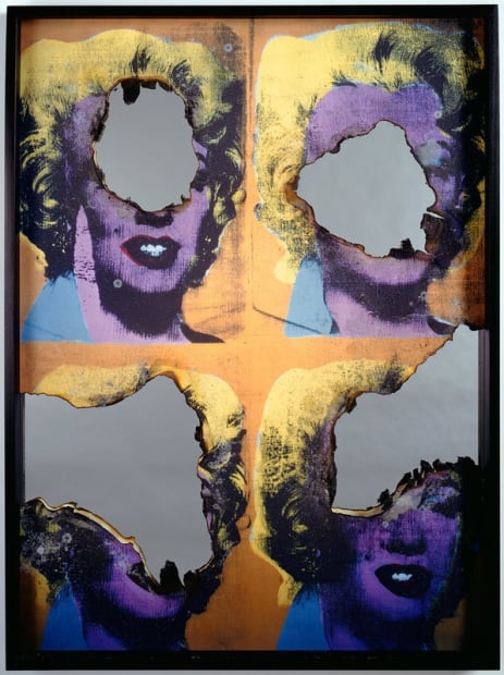 DOUGLAS GORDON/ Self Portrait of You + Me (1 piece multi Marilyn), 2008 Impressão queimada, fuligem e espelho (Burned Print,...