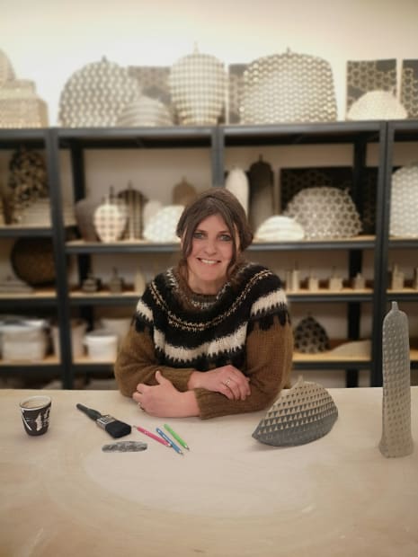 Björk Haraldsdóttir in her studio on the Somerset/Dorset borders