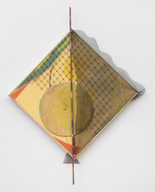 Carl Hazlewood Resized Anansi Sun, 2022, polyester, plastic mesh, acrylic on canvas, pigment ink, Hahnemuhle and other papers, oil pastel...