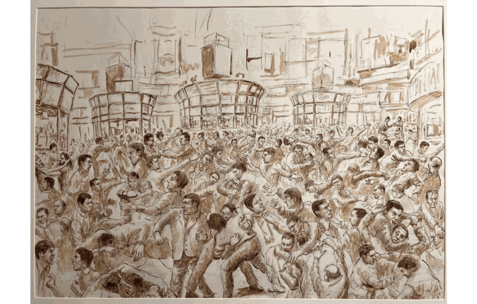 John Alexander Parks, Study for ‘Fight at the Stock Exchange', 2015