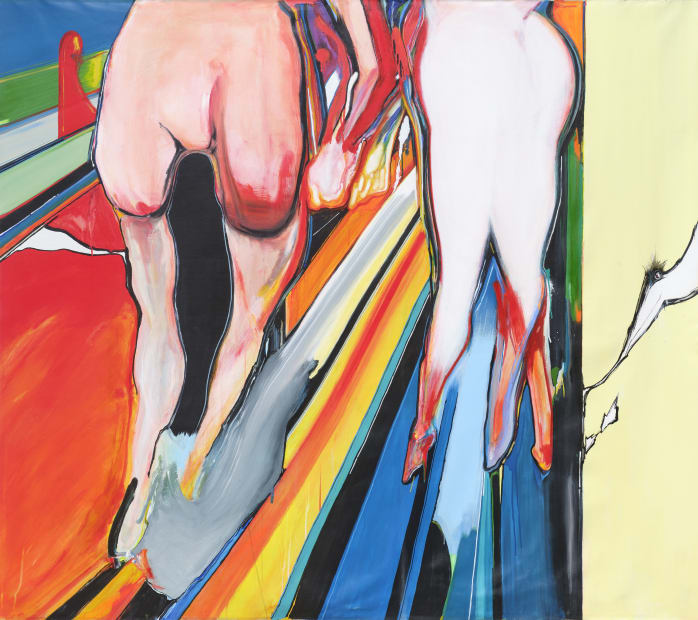 나는 부활이요 I Am the Resurrection, acrylic, oil, animation paint, gouache, paint marker, fabric ink, nail polish, colored pencil on canvas, 145x157.7cm, 2023