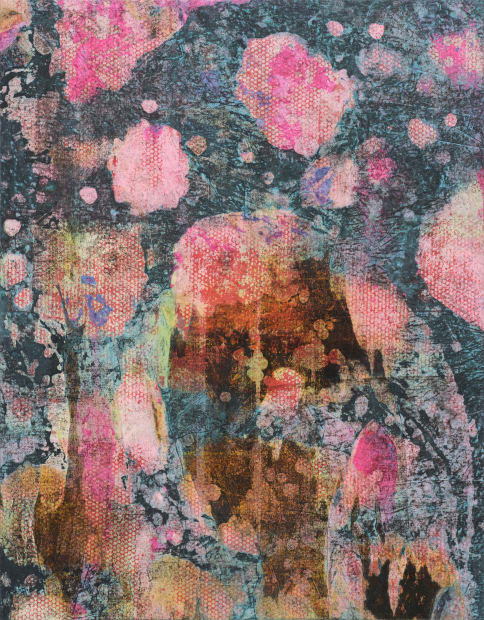동백 Camellia, gouache, ink and beeswax on paper, 116.8x91cm, 2023