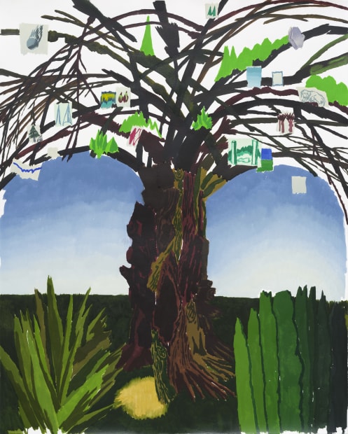 나무의 실루엣 Silhouette of the Tree, watercolor on paper, 97x78cm, 2021