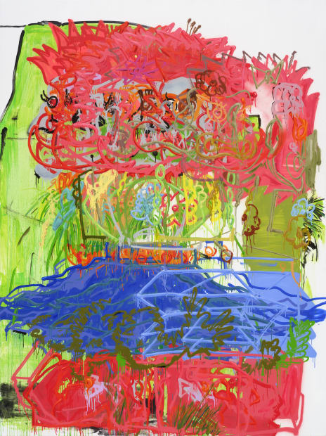D 6 - 앵두깨비 D 6 - Aengdukkebi, spray paint and oil on canvas, 259.1x193.9cm, 2022