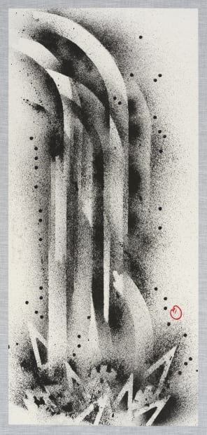 3HS01, 종이에 먹과 탁본 먹, 족자 ink and rubbing ink on paper, hanging scroll, 98.5x45cm (overall 152x54.5cm), 2022