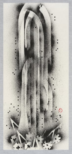 3HS02, 종이에 먹과 탁본 먹, 족자 ink and rubbing ink on paper, hanging scroll, 116x52cm (overall 165x62cm), 2022