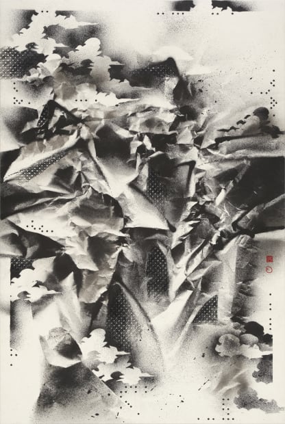 3P01, 종이에 먹, 탁본 먹 ink and rubbing ink on paper, 194x130cm, 2021