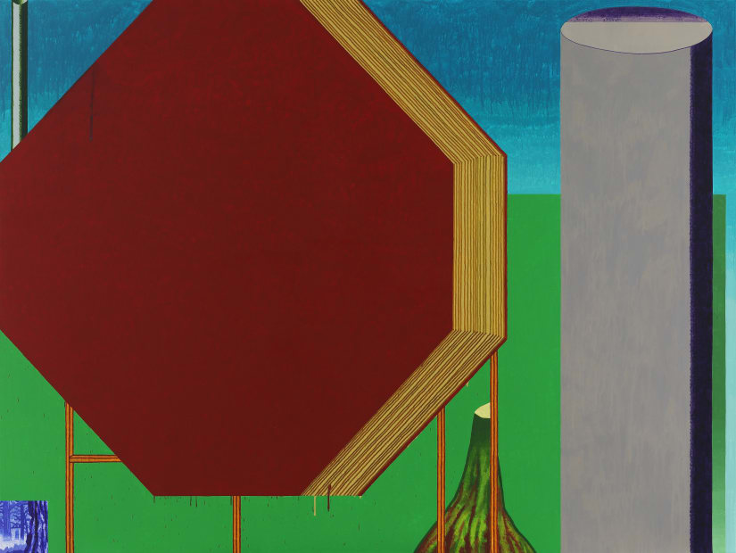 두 개의 기둥과 모서리들(부분2) Two Pillars and Shapes(Part2), watercolor on canvas, 150x200cm, 2021