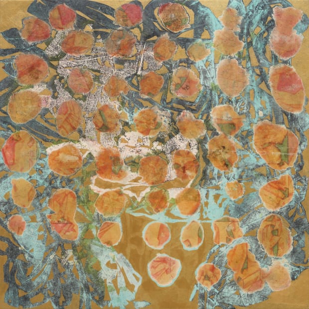 하귤 Watson pomelo, 장지에 과슈, 먹, 밀랍, 아크릴, 85x85cm, 2020