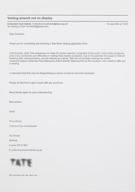 테이트에서 온 편지 A mail from Tate, letter press print on Gmund paper, 29.7x21cm, 2023