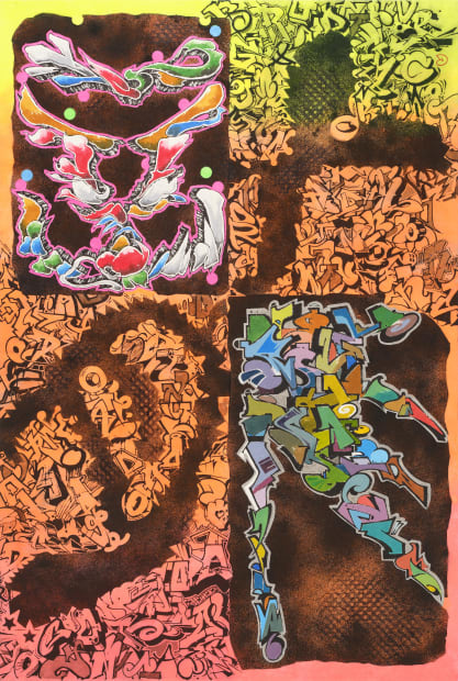 사각의 용 Squared Dragon 종이에 먹, 탁본 먹, 잉크, 아크릴릭 잉크 ink, rubbing ink and acrylic ink on paper, 175.4×119.8cm, 2024