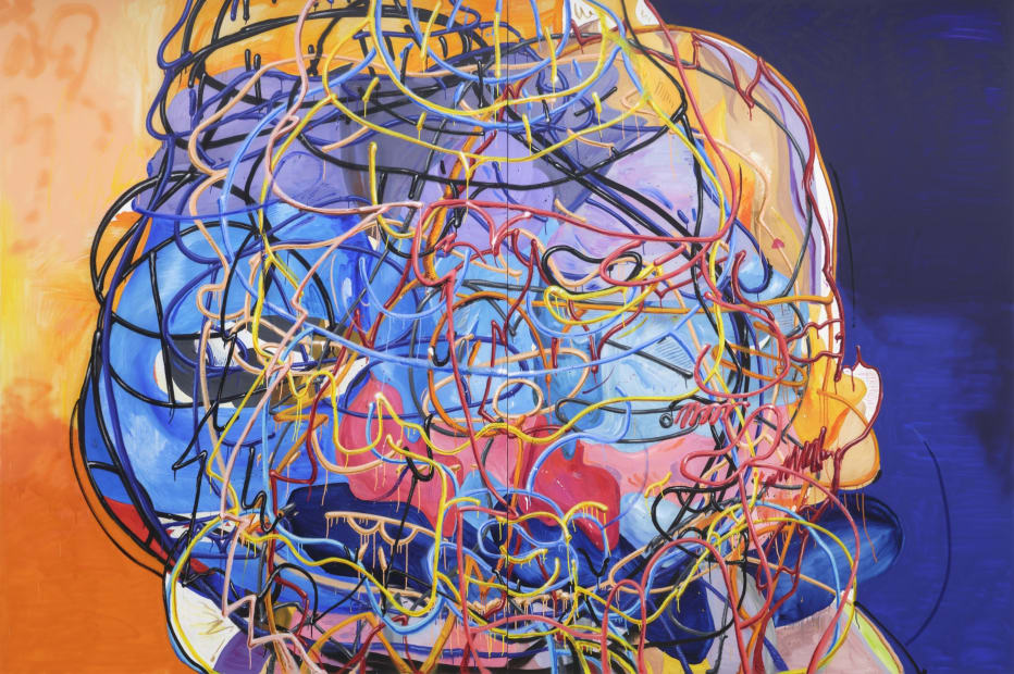 불눈물 Fire-tears, spray paint and oil on canvas, 259.1x387.8cm, 2024