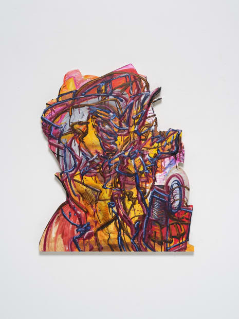 콰지모둠 Quasimodoom, spray paint and oil on wood, 88x72.7cm, 2024