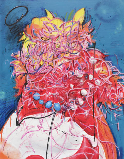 신나박이 SinNaBakE, spray paint and oil on canvas, 116.8x91cm, 2023