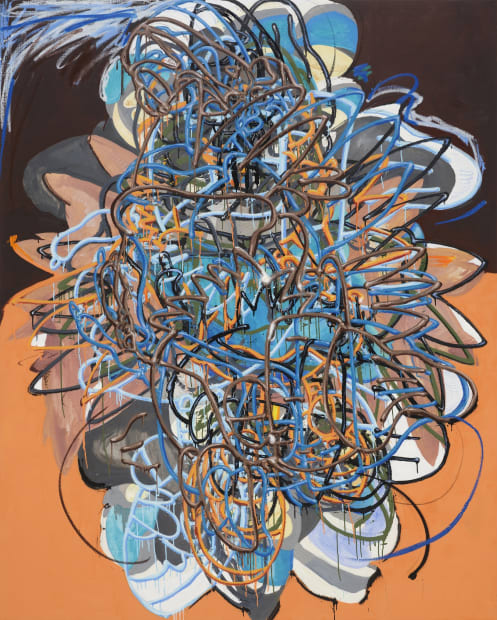 암 원앙 Won-ang Female, spray paint and oil on canvas, 227.3x181.8 cm, 2024