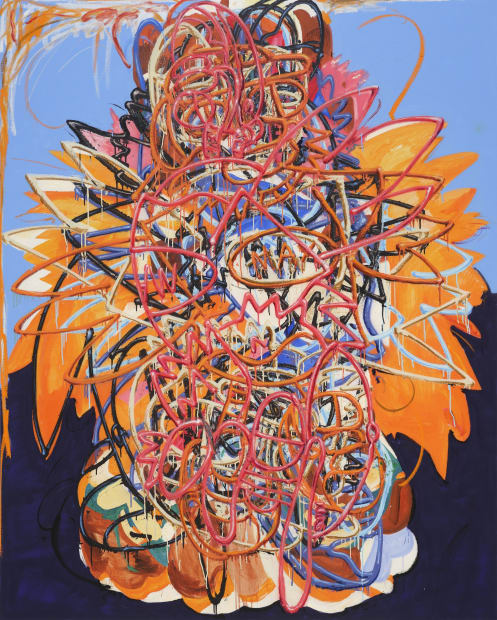 숫 원앙 Won-ang Male, spray paint and oil on canvas, 227.3x181.8 cm, 2024