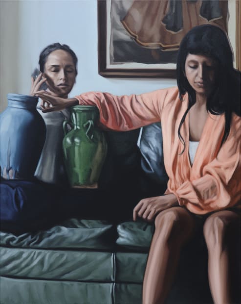 Aaron Ford, Two Women with Vases, oil on canvas, 120 x 95 cm, 2024