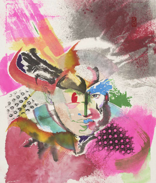 I.O.P.31, 종이에 먹, 탁본 먹, 잉크, 아크릴릭 잉크 ink, rubbing ink and acrylic ink on paper, 52.5x45cm, 2019