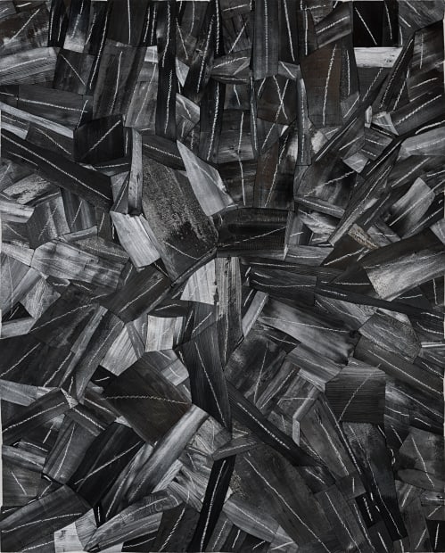 Issu du f eu, char coal on c anvas, 162x130cm, 2019
