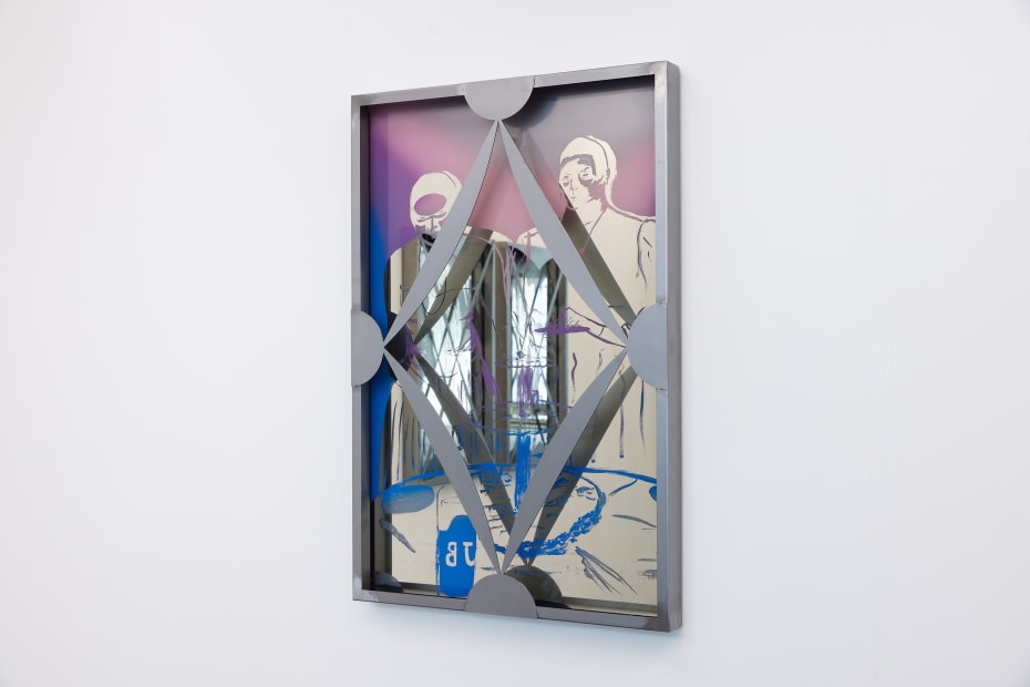 John was not born yet, 2023, glass, silver nitrate, acrylic lacquer and aluminum, 90 x 60 x 6 cm