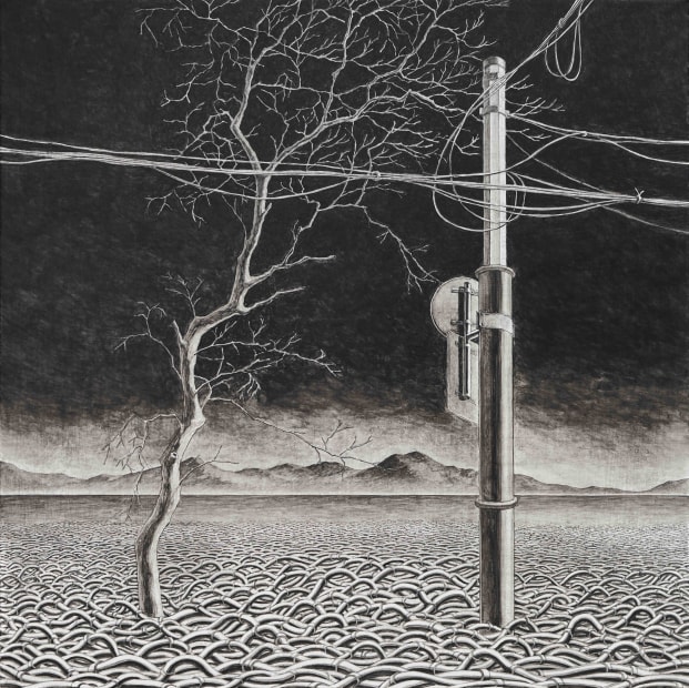 Two Pillars, 2021, acrylic on canvas, 60.7 x 60.7 cm