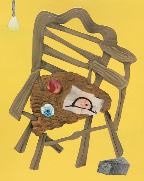 MARK POSEY, Wooden Chair With Yellow Background, 2017