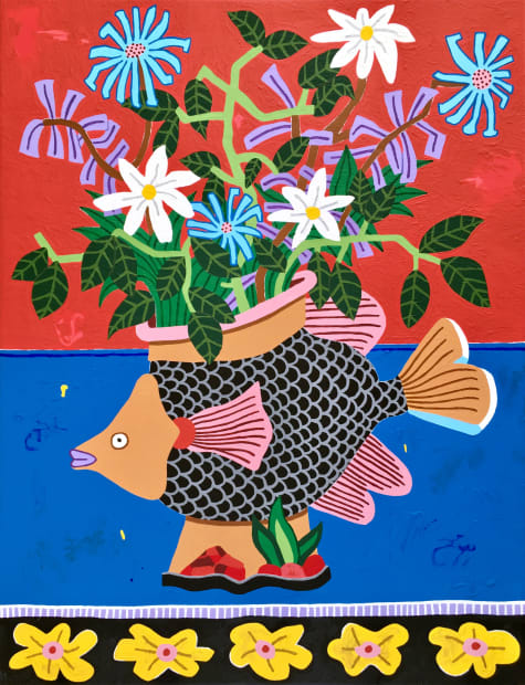 FLORENT STOSSKOPF, Fish Vase With Flowers (2), 2021