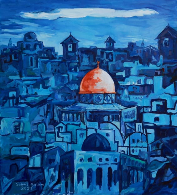 Sohail Salem, Lanscape of Jerusalem, Acrylic on canvas, 100x92cm